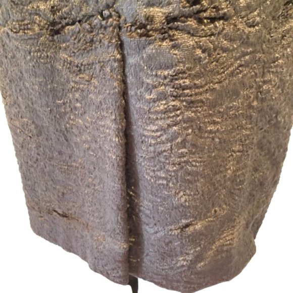 Kate Hill Women's Brown Velvet (Faux Curly Lamb Fur) Car-Length Coat, Size 4P - Picture 7 of 9